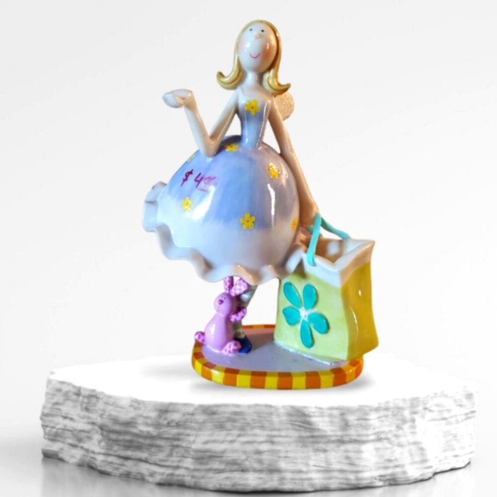2009 Blowfish Fairy Princess Statue Shopping With Bunny And Bag